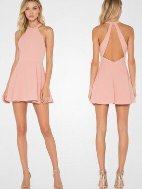 NBD Leo Halter Mini Dress Blush Pink Size S NWT